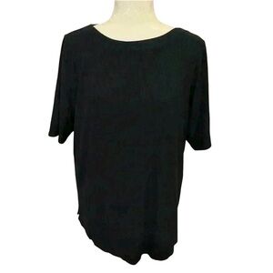 J.Jill Black Jersey Knit Short Sleeve Top Size Large
